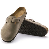 Zueco Boston Plantilla Blanda Suede Leather Ante Taupe - ECRU