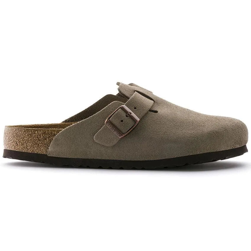 Zueco Boston Plantilla Blanda Suede Leather Ante Taupe - ECRU