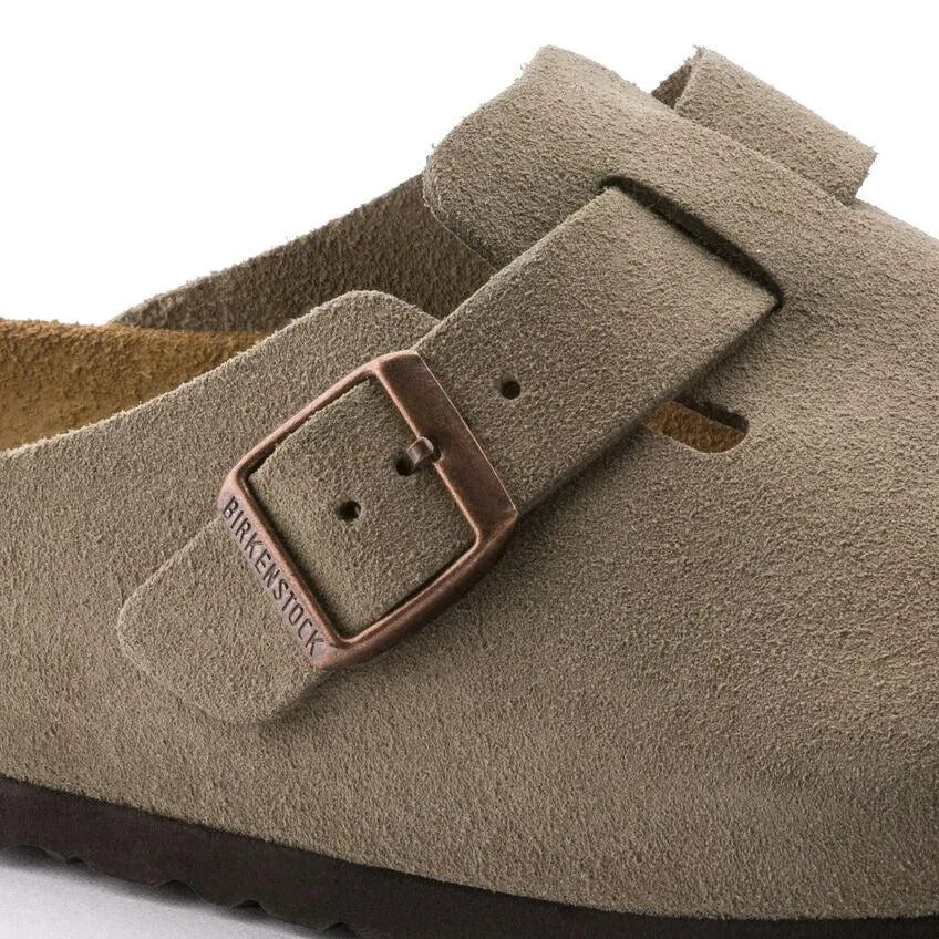 Zueco Boston Plantilla Blanda Suede Leather Ante Taupe - ECRU