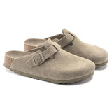 Zuecos Boston Suede Leather Faded Khaki Plantilla Blanda - ECRU