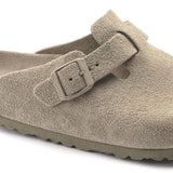 Zuecos Boston Suede Leather Faded Khaki Plantilla Blanda - ECRU